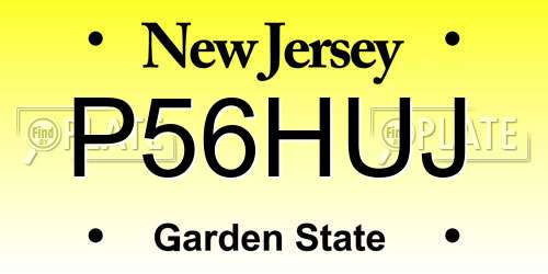 P56HUJ New Jersey License Plate