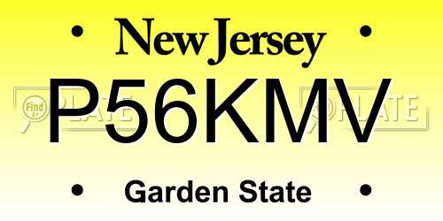 P56KMV New Jersey License Plate