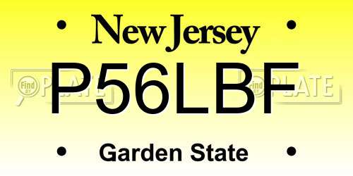 P56LBF New Jersey License Plate