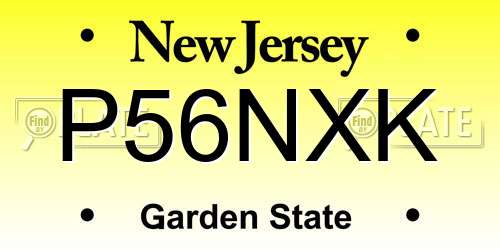 P56NXK New Jersey License Plate