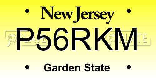 P56RKM New Jersey License Plate