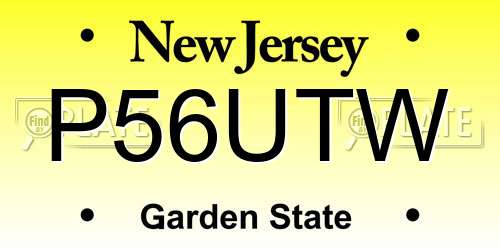 P56UTW New Jersey License Plate