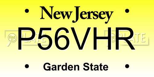 P56VHR New Jersey License Plate