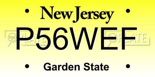 P56WEF New Jersey License Plate