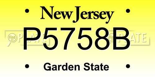 P5758B New Jersey License Plate