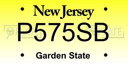 P575SB New Jersey License Plate