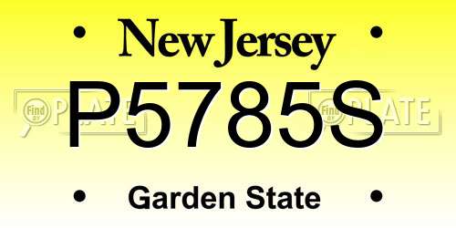 P5785S New Jersey License Plate