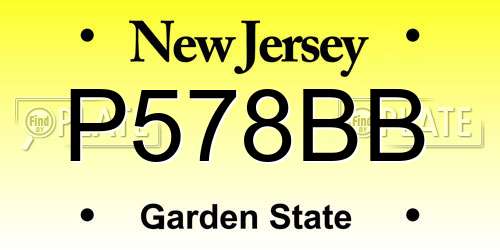 P578BB New Jersey License Plate