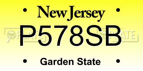 P578SB New Jersey License Plate