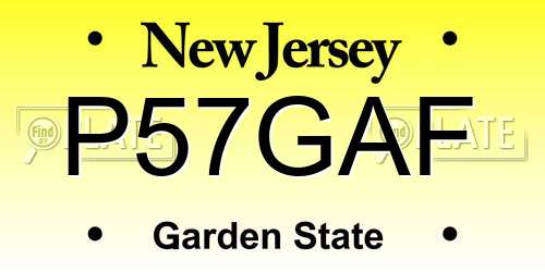 P57GAF New Jersey License Plate