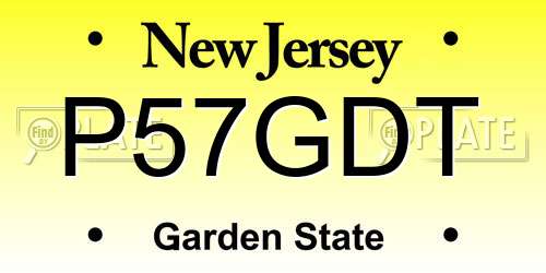 P57GDT New Jersey License Plate
