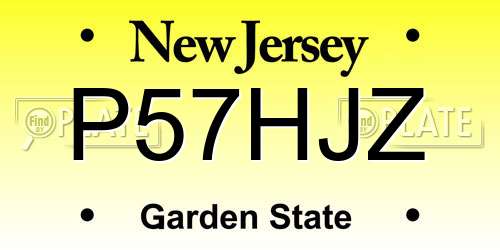 P57HJZ New Jersey License Plate