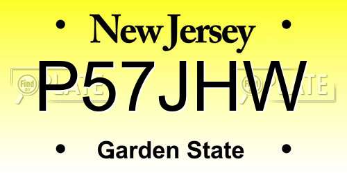 P57JHW New Jersey License Plate