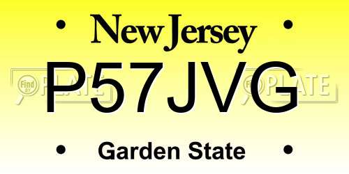 P57JVG New Jersey License Plate