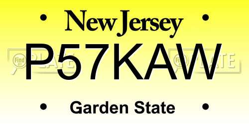 P57KAW New Jersey License Plate