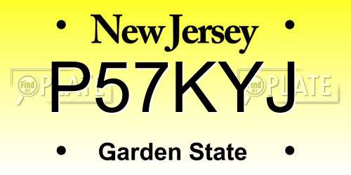 P57KYJ New Jersey License Plate