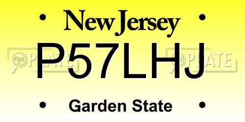 P57LHJ New Jersey License Plate