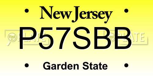 P57SBB New Jersey License Plate