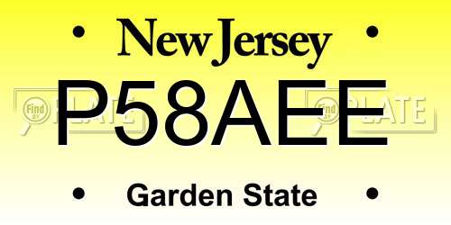 P58AEE New Jersey License Plate