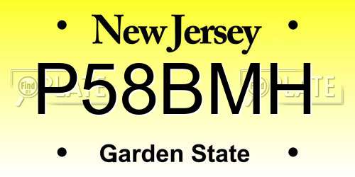 P58BMH New Jersey License Plate