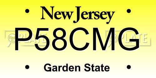 P58CMG New Jersey License Plate