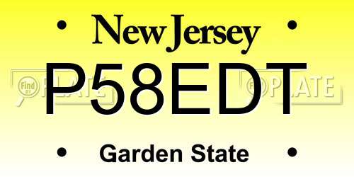 P58EDT New Jersey License Plate