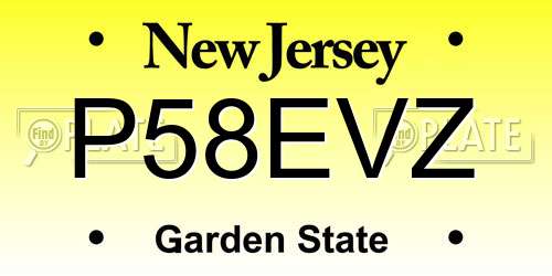 P58EVZ New Jersey License Plate