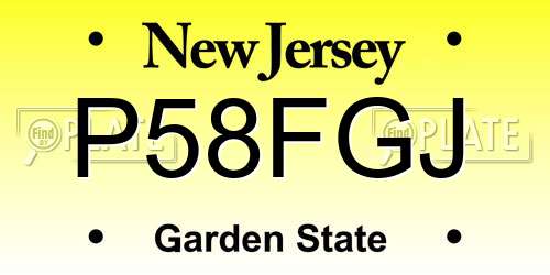 P58FGJ New Jersey License Plate