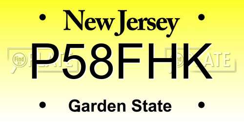 P58FHK New Jersey License Plate