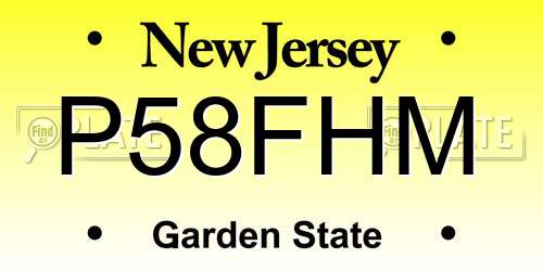 P58FHM New Jersey License Plate