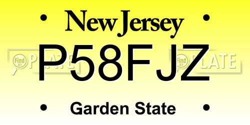 P58FJZ New Jersey License Plate