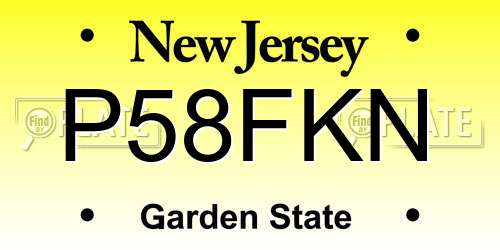 P58FKN New Jersey License Plate