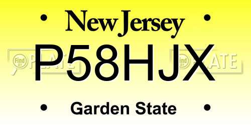 P58HJX New Jersey License Plate