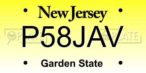 P58JAV New Jersey License Plate