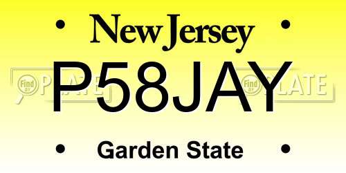 P58JAY New Jersey License Plate
