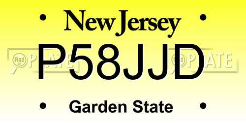 P58JJD New Jersey License Plate