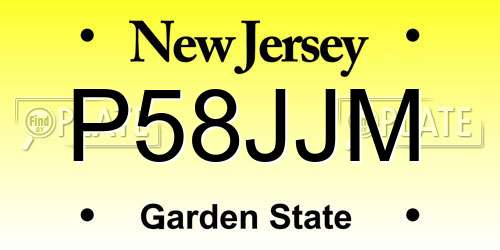 P58JJM New Jersey License Plate