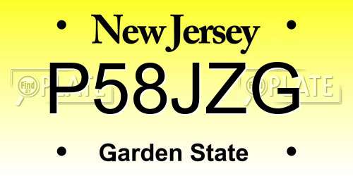 P58JZG New Jersey License Plate
