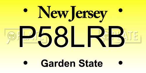 P58LRB New Jersey License Plate