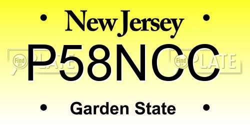 P58NCC New Jersey License Plate