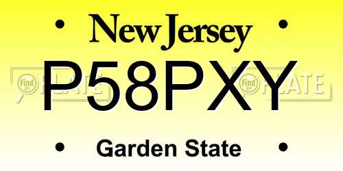 P58PXY New Jersey License Plate