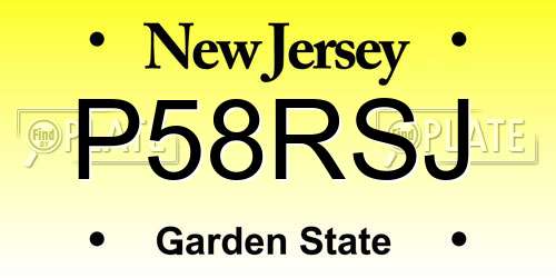P58RSJ New Jersey License Plate