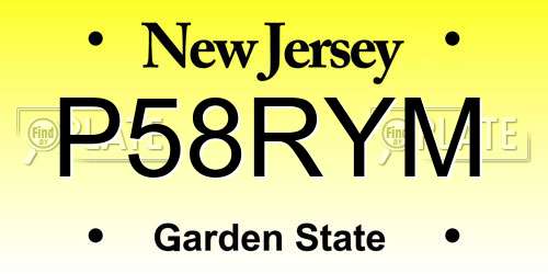 P58RYM New Jersey License Plate