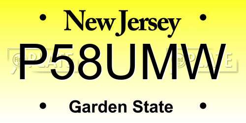 P58UMW New Jersey License Plate