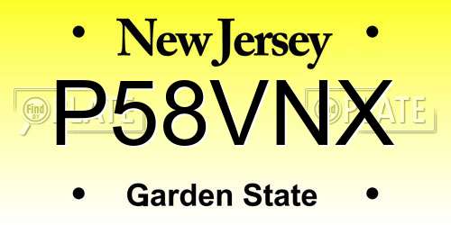 P58VNX New Jersey License Plate