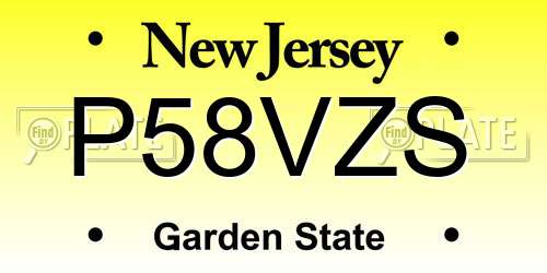 P58VZS New Jersey License Plate