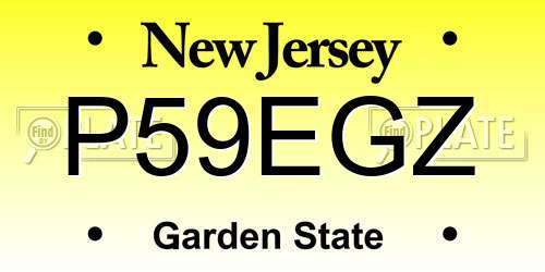 P59EGZ New Jersey License Plate