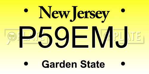 P59EMJ New Jersey License Plate