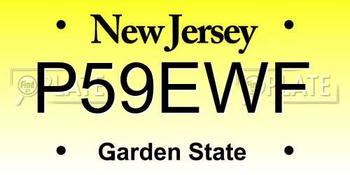 P59EWF New Jersey License Plate