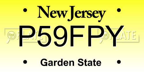 P59FPY New Jersey License Plate